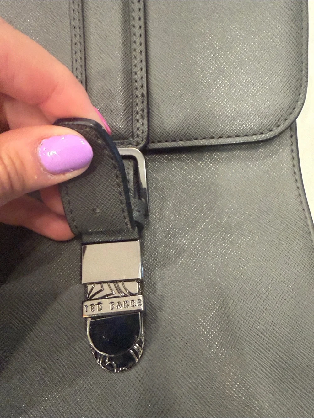 Ted Baker Gray Leather Briefcase with Brown Handle